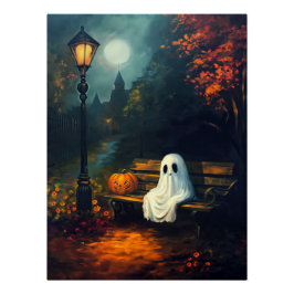 Der Oktober-Kompanion | Spooky Ghost & Pumpkin Poster