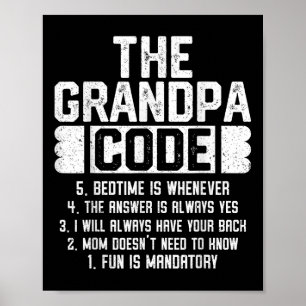 Der Opa-Code Cooler Tag der Großvatertoke-Väter Poster
