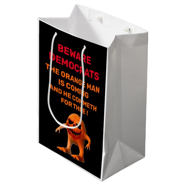 DER ORANGE MITTLERE GESCHENKTÜTE (Vorderseite Schrägansicht)
