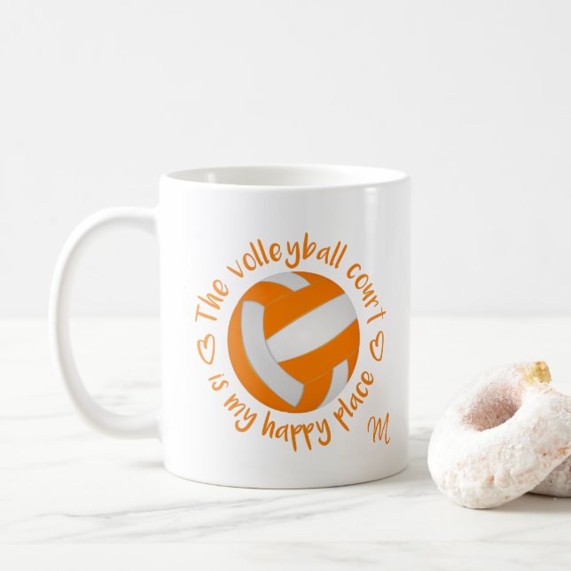 Der orange weiße Volleyballplatz ist mein glücklic Kaffeetasse (Mit Donut)