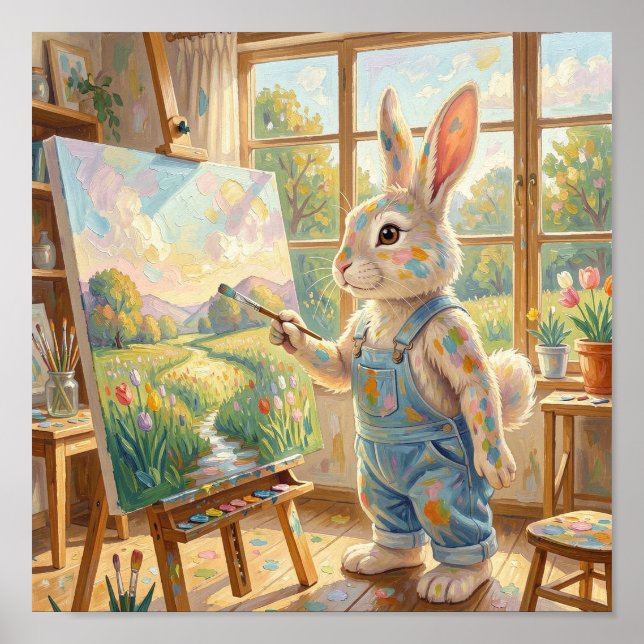 Der Osterhase beim Malen  Poster (Vorne)