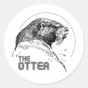 DER OTTER VINTAGE RUNDER AUFKLEBER