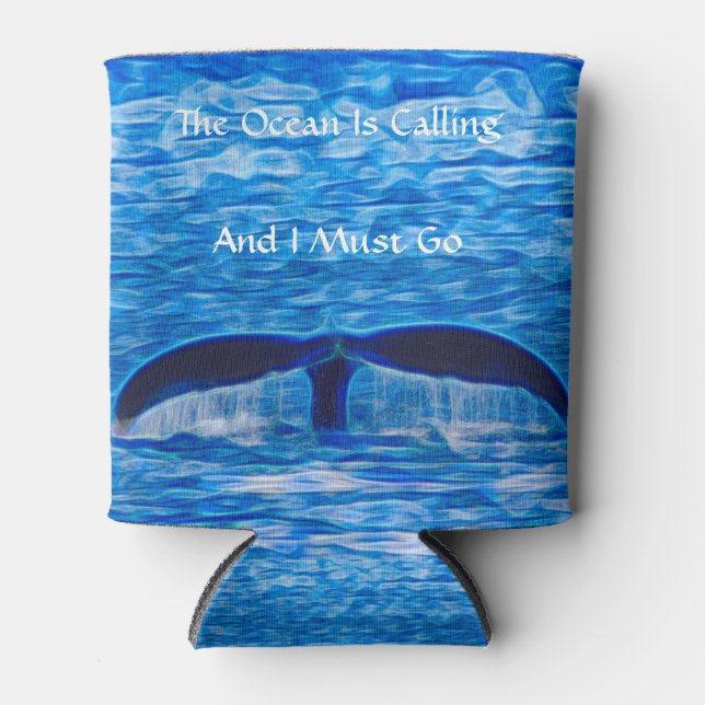 Der Ozean nennt Whale Schwanz Blauer Ozean Dosenkühler (Vorderseite)
