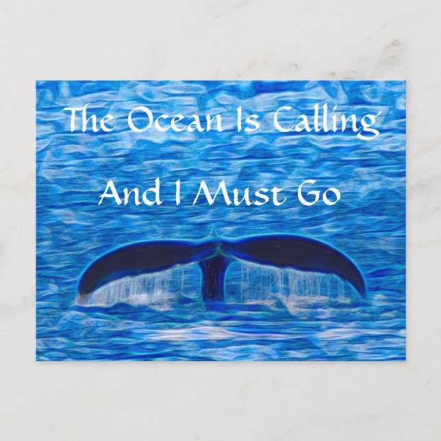 Der Ozean nennt Whale Schwanz Blauer Ozean Postkarte (Vorderseite)