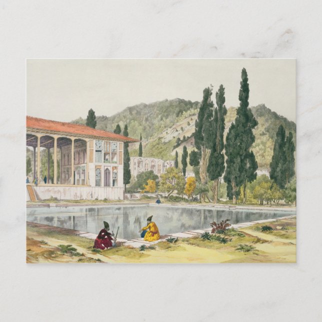 Der Palast und die Gärten von Ashref, Persia, Tell Postkarte (Vorderseite)