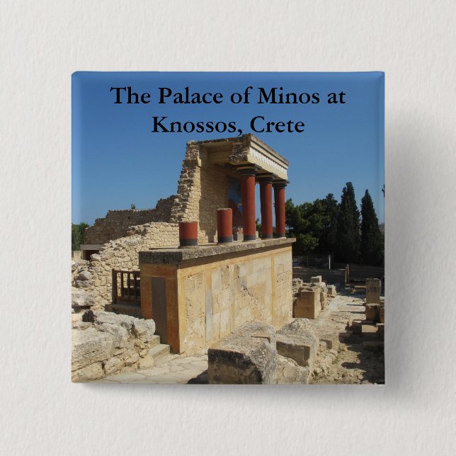 Der Palast von Minos bei Knossos, Kreta, Button (Vorderseite)
