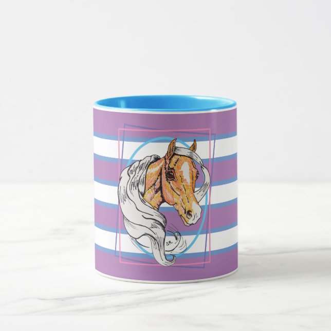 Der Palomino (blaue, schwarze und weiße Streifen) Tasse (Zentrum)