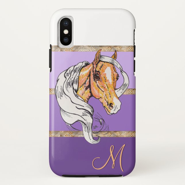 Der Palomino (lila Gefälle/Goldstreifen) Case-Mate iPhone Hülle (Rückseite)