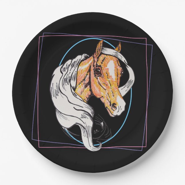 Der Palomino (schwarz) Pappteller (Vorderseite)