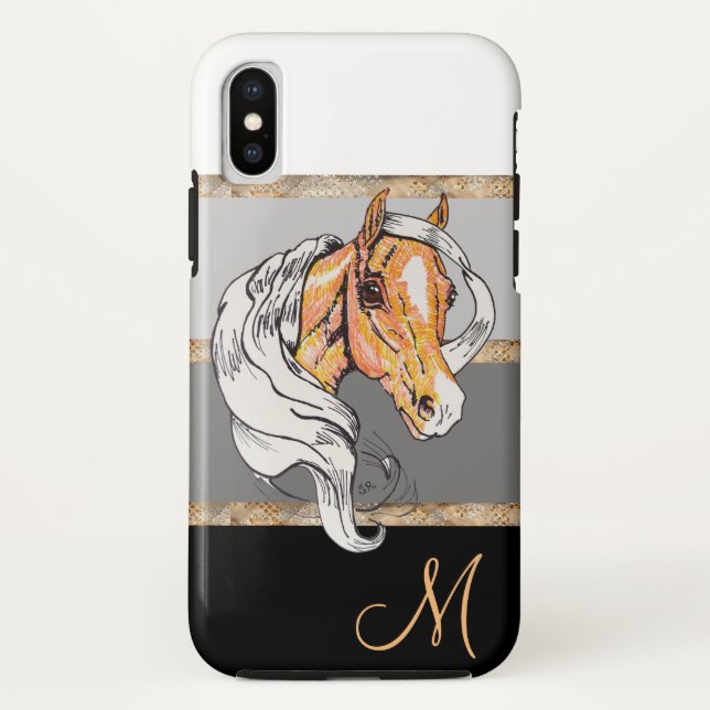 Der Palomino (schwarzer Farbverlauf/goldene Streif Case-Mate iPhone Hülle (Rückseite)