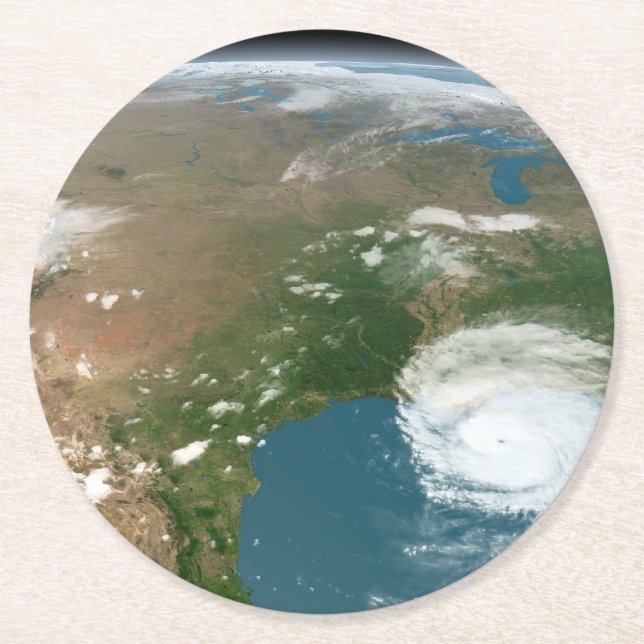 Der Panoramaplanet Erde und die USA. Runder Pappuntersetzer (Vorderseite)