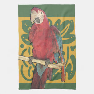 Der Papageien-Scharlachrot Kunst-Nouveau Küchentuch