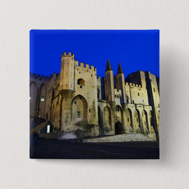 Der Papstpalast in Avignon bei Sonnenuntergang. Ba Button (Vorderseite)