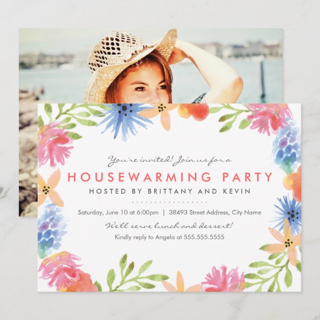 Der Paradies-Blumenhousewarming-Teil laden ein Einladung (Vorne/Hinten)