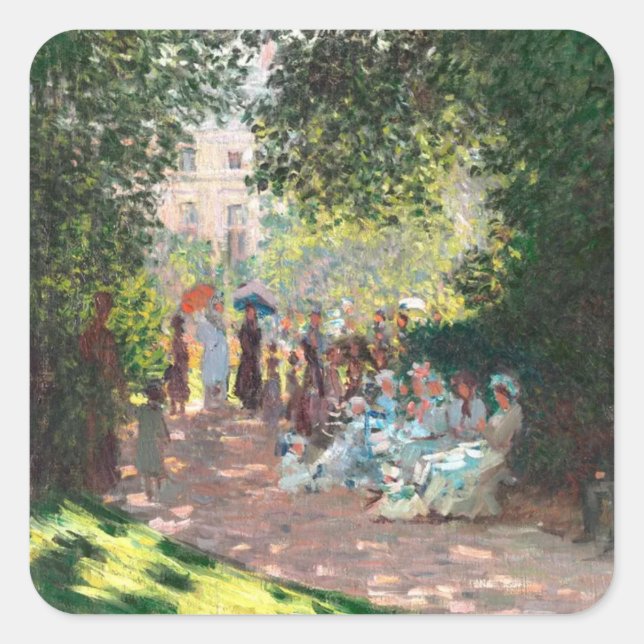 Der Parc Monceau - Claude Monet Impressionismus Ku Quadratischer Aufkleber (Vorderseite)