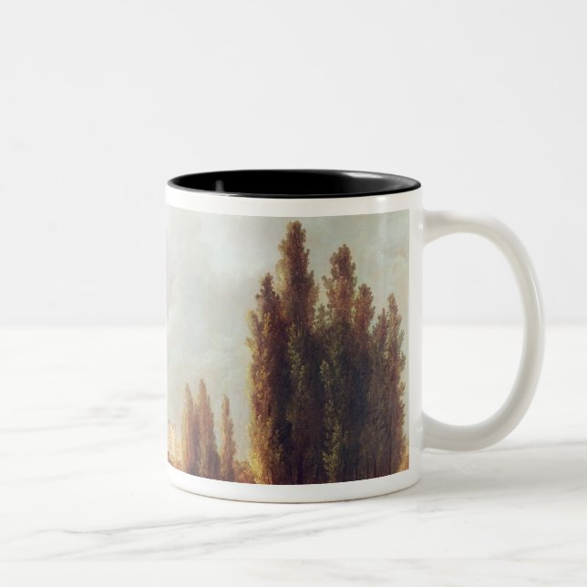 Der Park und das Chateau bei Mereville Zweifarbige Tasse (Rechts)
