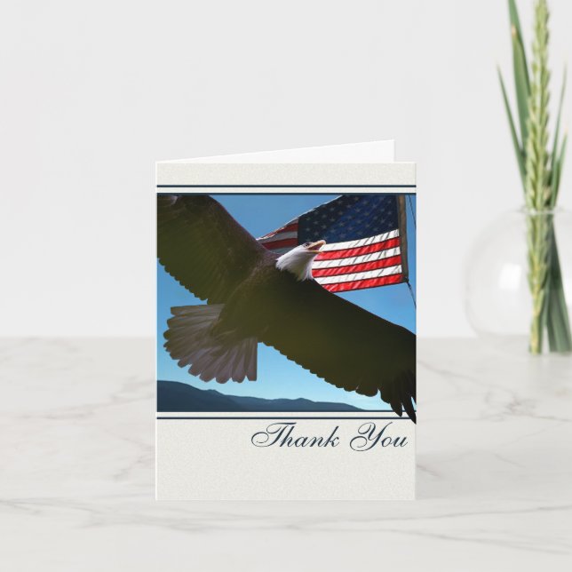 Der patriotische Weißkopfseeadler danken Ihnen Dankeskarte (Vorderseite)