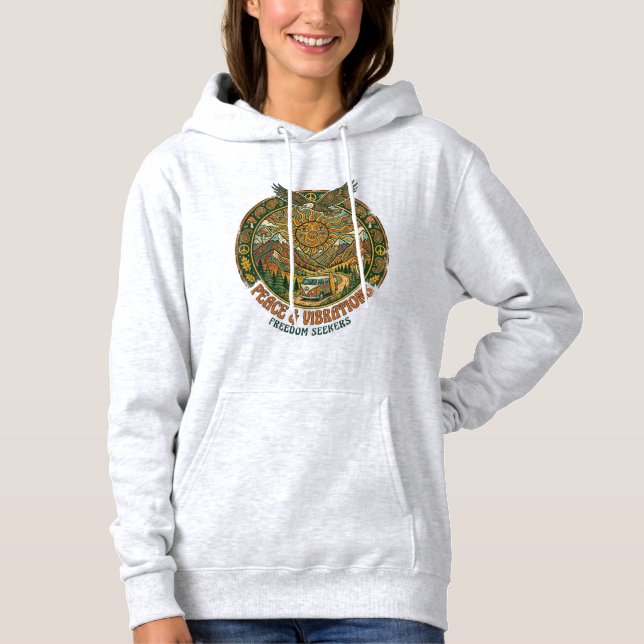 Der Peace & Vibrations Hoodie (Vorderseite)
