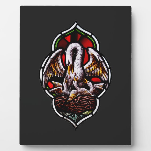 Der Pelikan als Christliches Symbol Fotoplatte (Vorderseite)