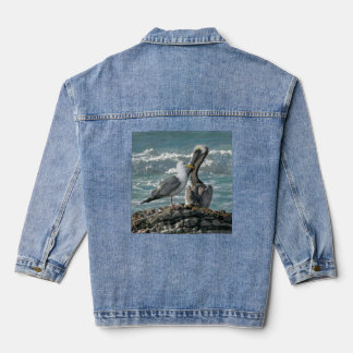Der Pelikan und sein Schädel! Jeansjacke