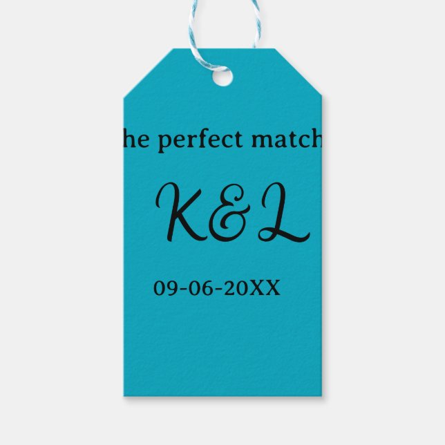 Der perfekte Match-Paar-Name-Buchstabe-Datum Blau  Geschenkanhänger (Vorderseite)