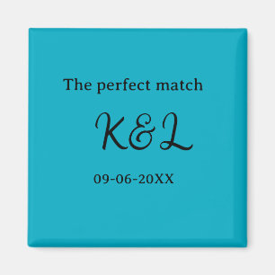 Der perfekte Match-Paar-Name-Buchstabe-Datum Blau Magnet