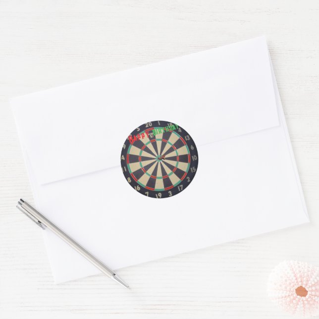 Der perfekte Schuss: Bullseye auf der Tafel, Runder Aufkleber (Umschlag)