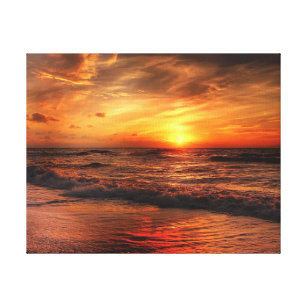Der perfekte Sonnenuntergang am Strand Leinwanddruck