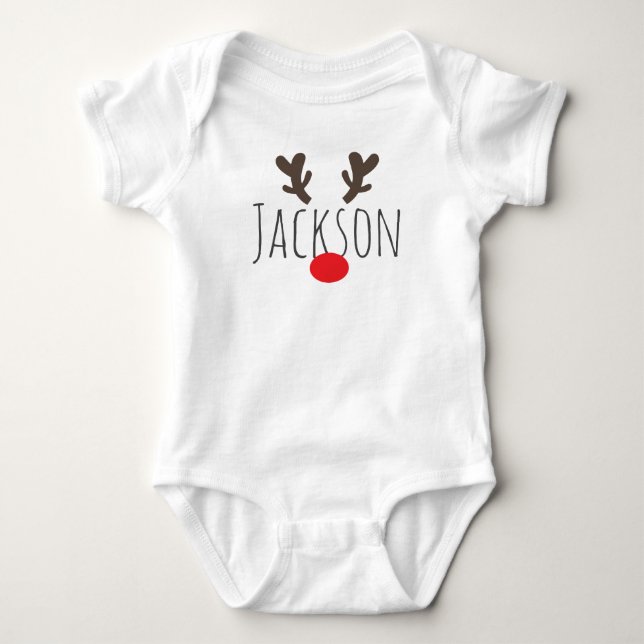 Der personalisierte Bodysuit des rotnasigen Baby Strampler (Vorderseite)