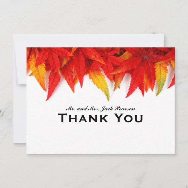 Der personalisierte FlammenBlätter-Herbst danken Dankeskarte (Vorderseite)