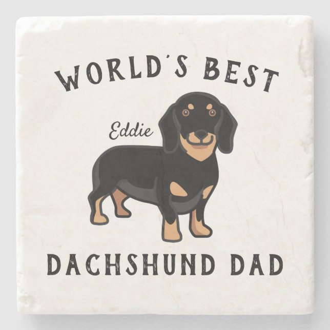 Der Personalisierte Hundename des weltbesten Vater Steinuntersetzer (Vorderseite)