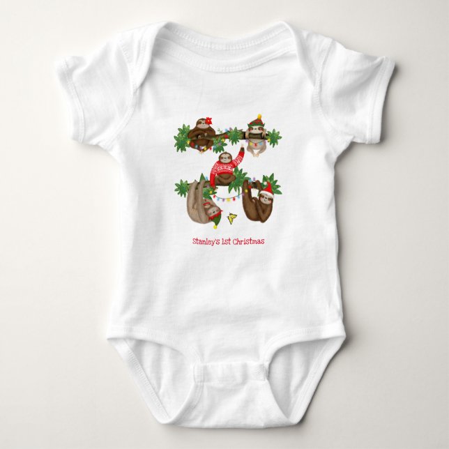 Der personalisierte Karosserieanzug des Sloth-Baby Baby Strampler (Vorderseite)