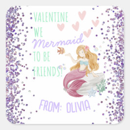 Der Personalisierte MERMAID des Klassenzimmers Val Quadratischer Aufkleber