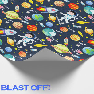 Der personalisierte Name Rocket Man des Astronaute Geschenkpapier