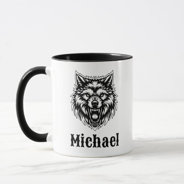 Der personalisierte Wolf-Kaffeebecher Tasse (Links)