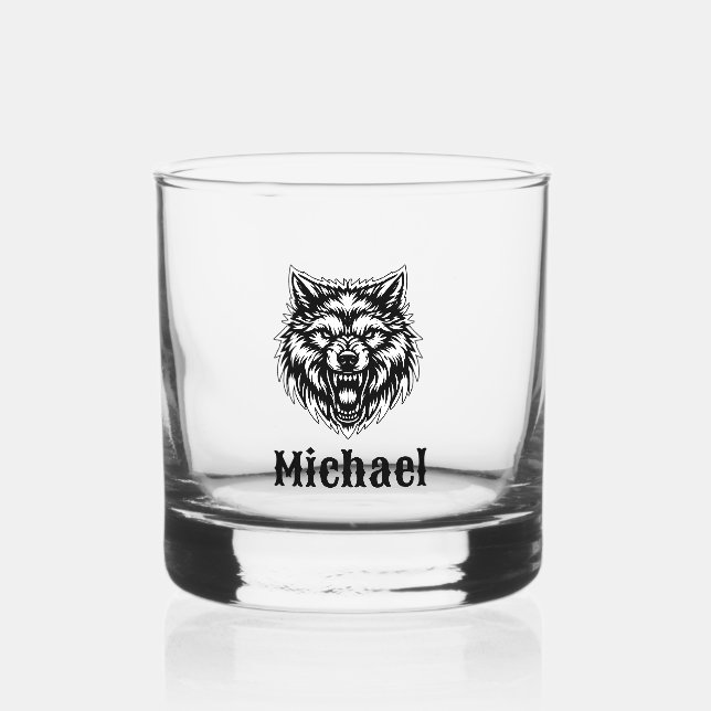 Der personalisierte Wolf Whiskyglas (Vorderseite)
