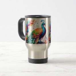Der Pfau ist ein farbenfroher Vogel, der bekannt i Reisebecher