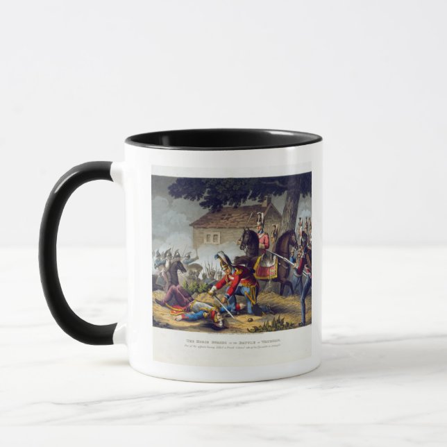 Der Pferdeschutz am Kampf von Waterloo, engrav Tasse (Links)