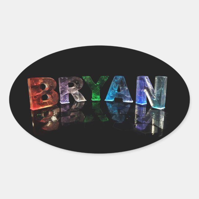 Der Phantastische Name Bryan in 3D Lights Ovaler Aufkleber (Vorderseite)