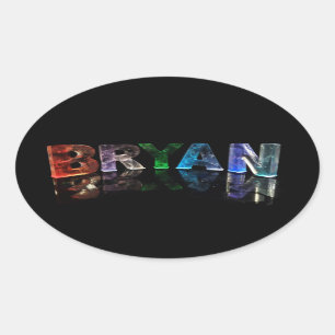 Der Phantastische Name Bryan in 3D Lights Ovaler Aufkleber