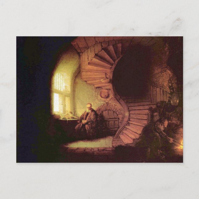 Der Philosoph von Rembrandt Harmenszoon van Rijn Postkarte (Vorderseite)