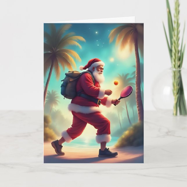 Der Pickleball-Spaß des Weihnachtsmanns - Tropisch Karte (Vorderseite)