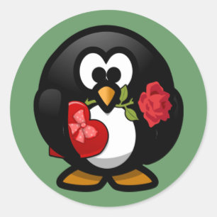 Der Pinguin-Aufkleber des Valentinsgrußes Runder Aufkleber