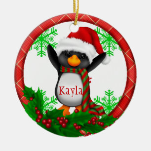 Der PINGUIN-WEIHNACHTENverzierung des BABYS erste Keramik Ornament