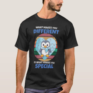 Der Pinguinfarbenfrohe Puzzle Autismus A T-Shirt