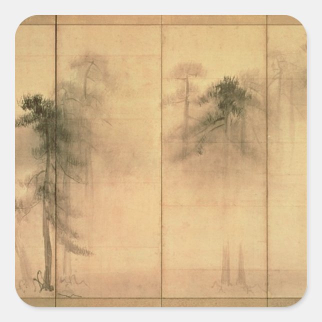 Der Pinienwald Quadratischer Aufkleber (Vorderseite)