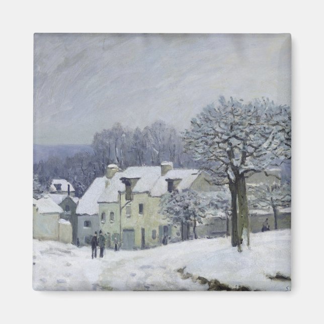 Der Place du Chenil in Marly-le-Roi, Schnee, 1876 Magnet (Vorne)