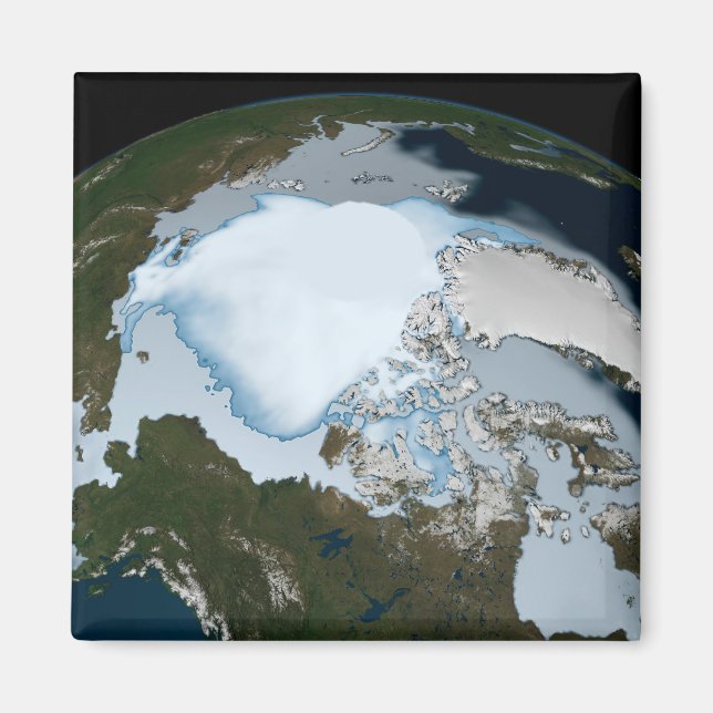 Der Planet Erde zeigt eine Eisdecke im Jahr 1980. Magnet (Vorne)