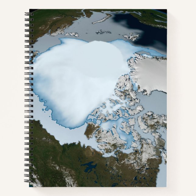 Der Planet Erde zeigt eine Eisdecke im Jahr 1980. Notizbuch (Vorderseite)
