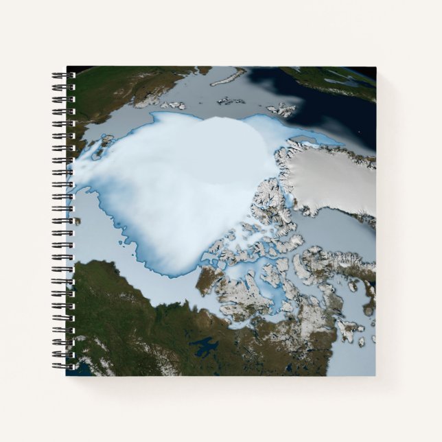 Der Planet Erde zeigt eine Eisdecke im Jahr 1980. Notizbuch (Vorderseite)